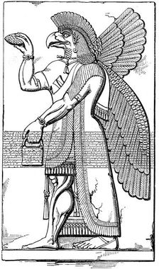 Nisroch, Assyrian god, mid 19th century