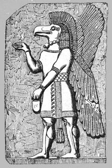 Nisrock; at the entrance to the Nineveh Court, Crystal Palace, Sydenham 1854. Creator: Unknown