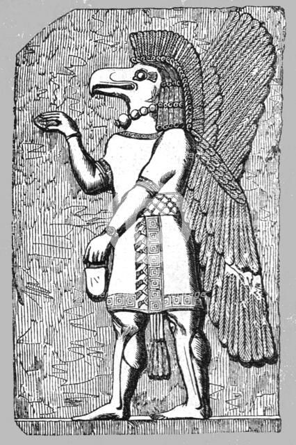 'Nisrock; at the entrance to the Nineveh Court, Crystal Palace, Sydenham', 1854. Creator: Unknown.