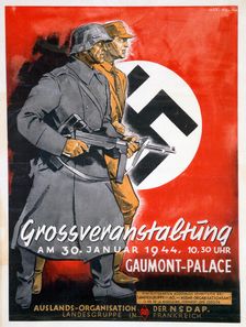 NSDAP poster for a meeting at the Gaumont Palace, France, 30th January 1944