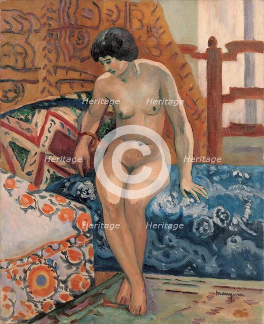 Nu au canapé bleu, Anita Champagne, 1908. Creator: Manguin, Henri Charles (1874-1949).