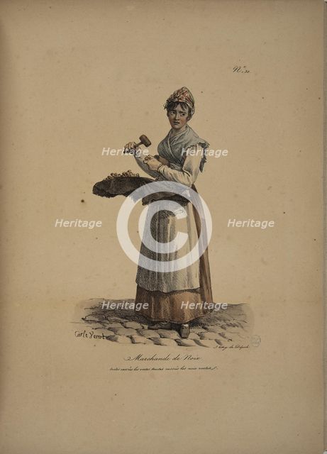 Nut seller. From the Series "Cris de Paris" (The Cries of Paris), 1815. Creator: Vernet, Carle (1758-1836).