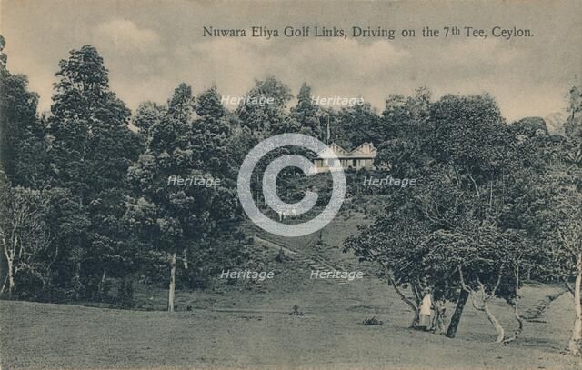 'Nuwara Eliya Golf Links, Driving on the 7th Tee, Ceylon', c1900. Artist: Unknown.