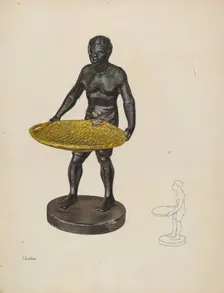 Nubian with Cotton Basket Card Tray, c. 1937. Creator: Edward W. Buechner