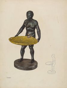 Nubian with Cotton Basket Card Tray, c. 1937. Creator: Edward W. Buechner
