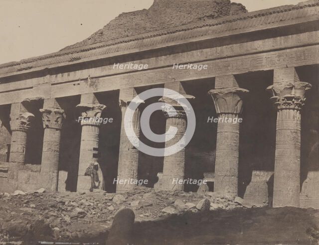 Nubie, Grand Temple d'Isis, a Philoe, Galerie Orientale, April 1850, printed 1852. Creator: Maxime du Camp.