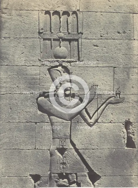Nubie. Kalabscheh. Sculptures de la Facade postérieure du Temple, 1850. Creator: Maxime du Camp.