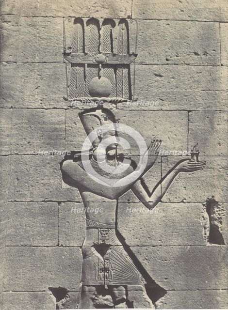 Nubie. Kalabscheh. Sculptures de la Facade postérieure du Temple, 1850. Creator: Maxime du Camp.