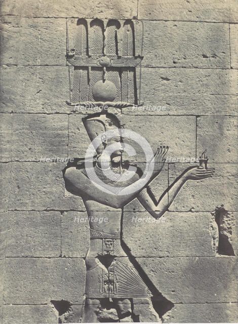 Nubie. Kalabscheh. Sculptures de la Facade postérieure du Temple, 1850. Creator: Maxime du Camp.