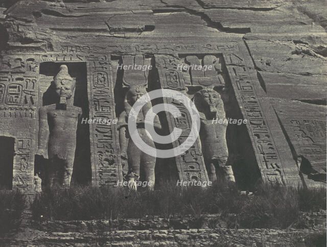 Nubie. Ibsamboul. Partie septentrionale du Spéos d'Hathor, 1850. Creator: Maxime du Camp.