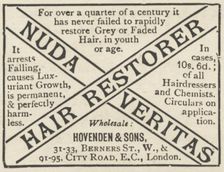 Nuda veritas hair restorer, 1893