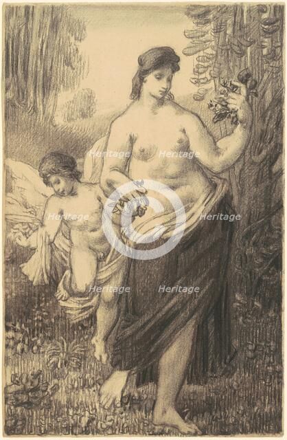 Nude Walking with Cupid, 1860s-1870s. Creator: William P. Babcock.