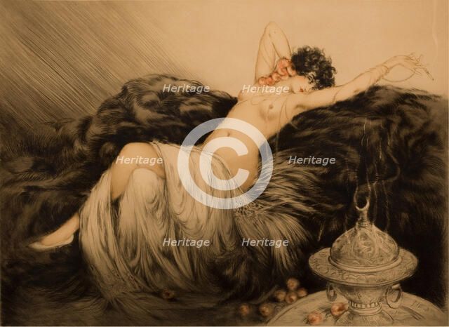 Nude with Black Fur. Creator: Icart, Louis Justin Laurent (1888-1950).