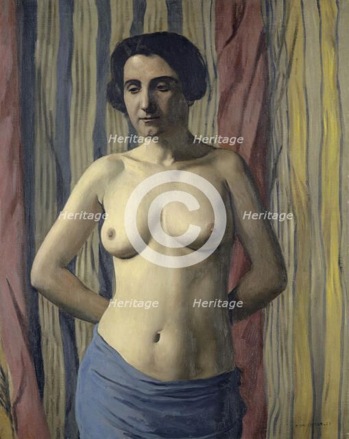 Nude with Blue Sash, 1922. Creator: Vallotton, Felix Edouard (1865-1925).