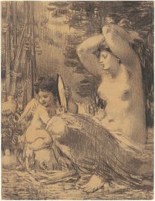 Nude with Cherub Holding a Mirror, 1860s-1870s. Creator: William P. Babcock