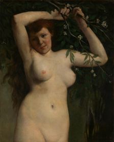 Nude with Flowering Branch, 1863. Creator: Gustave Courbet