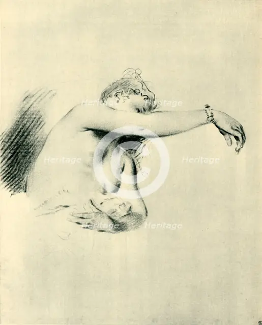 'Nude with Right Arm Raised', 1717-1718, (1943). Creator: Jean-Antoine Watteau.