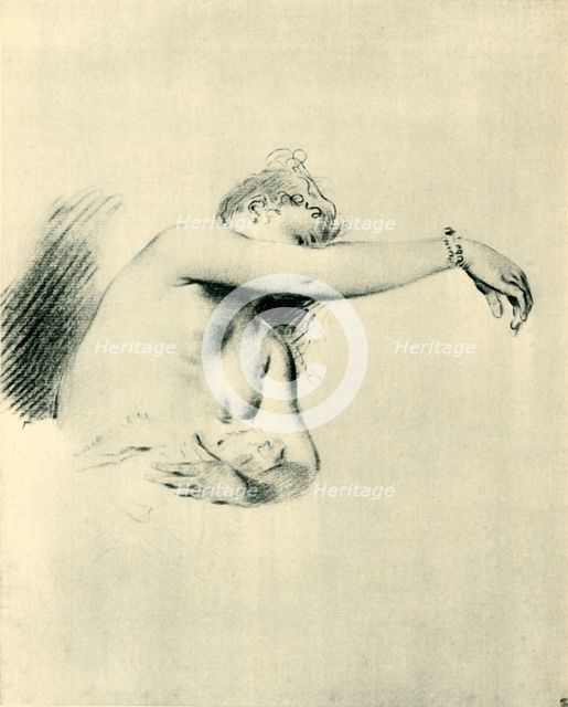 'Nude with Right Arm Raised', 1717-1718, (1943). Creator: Jean-Antoine Watteau.