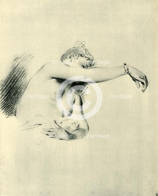'Nude with Right Arm Raised', 1717-1718, (1943). Creator: Jean-Antoine Watteau.