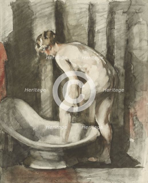 Nude woman taking a bath, 1870-1923. Creator: Willem Witsen.