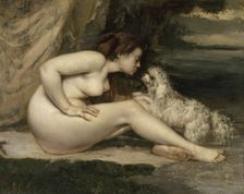 Nude Woman with a Dog, 1861-1862. Artist: Courbet, Gustave (1819-1877)