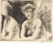Nude Woman by a Looking Glass (Femme Nue Auprès d'une Glace), 1889. Creator: Paul Albert Besnard