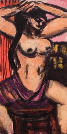 Nude Woman, Combing Her Hair (in Red and Pink), 1946. Creator: Max Beckmann