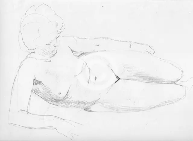 Nude woman reclining, c1950. Creator: Shirley Markham.