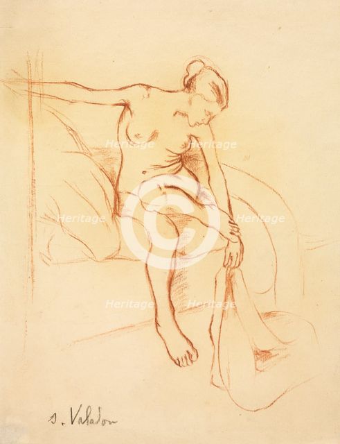Nude Woman Seated on a Bed, first third 20th century. Creator: Suzanne Valadon (French, 1865-1938).