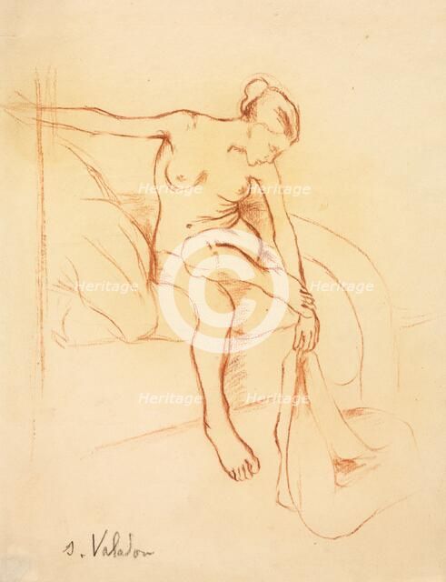 Nude Woman Seated on a Bed, first third 20th century. Creator: Suzanne Valadon (French, 1865-1938).