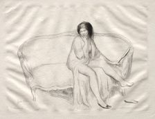 Nude Woman Seated on a Sofa. Creator: Jean Veber (French, 1868-aft 1907)
