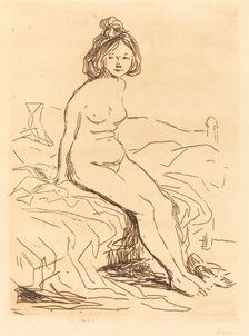 Nude Woman, Seated on Her Bed, Front View, 1909. Creator: Jean Louis Forain