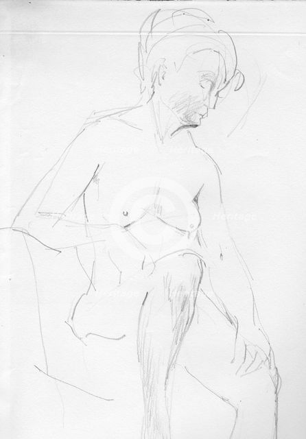 Nude woman sitting, c1950. Creator: Shirley Markham.