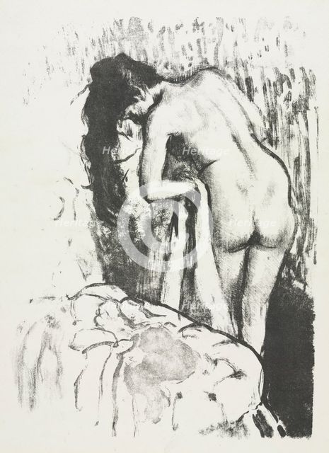 Nude Woman Standing, Drying Herself, 1891-1892. Creator: Edgar Degas (French, 1834-1917).