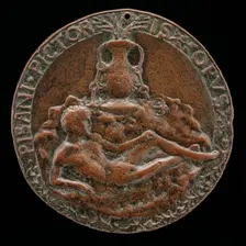 Nude Youth Lying before a Rock [reverse], c. 1441/1450. Creator: Pisanello