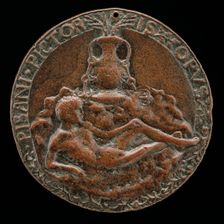 Nude Youth Lying before a Rock [reverse], c. 1441/1450. Creator: Pisanello
