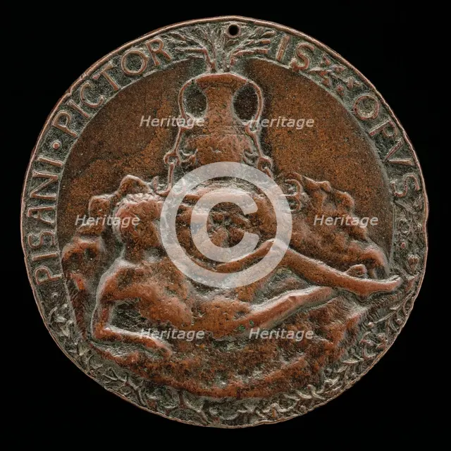 Nude Youth Lying before a Rock [reverse], c. 1441/1450. Creator: Pisanello.