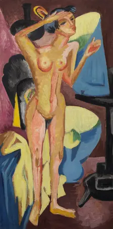 Nude at the Mirror, c1915-1920. Creator: Ernst Kirchner