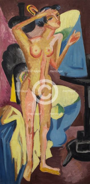 Nude at the Mirror, c1915-1920. Creator: Ernst Kirchner.