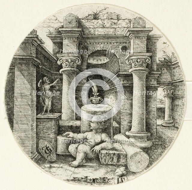 Nude Child Seated, 1520/30. Creator: Jean de Gourmont.