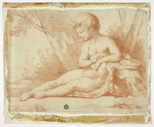 Nude Child Seated Under Trees, n.d. Creator: Unknown