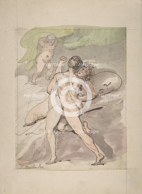 Nude Couple Embracing, 1780-1827. Creator: Thomas Rowlandson.