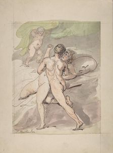 Nude Couple Embracing, 1780-1827. Creator: Thomas Rowlandson