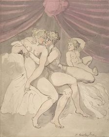 Nude Couple Embracing, 1780-1827. Creator: Thomas Rowlandson