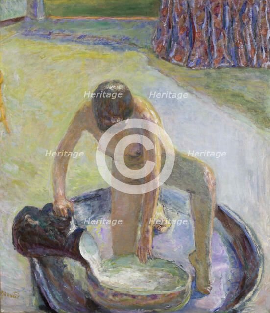 Nude Crouching in the Bathtub (Nu accroupi au tub), 1918. Creator: Bonnard, Pierre (1867-1947).