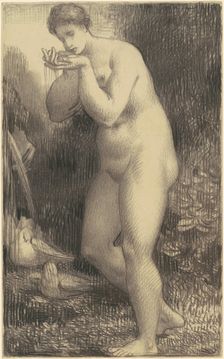 Nude Drinking at a Fountain, 1860s-1870s. Creator: William P. Babcock
