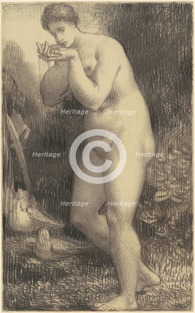 Nude Drinking at a Fountain, 1860s-1870s. Creator: William P. Babcock.