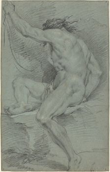 Nude Figure (academic study), 17th century. Creator: Unknown