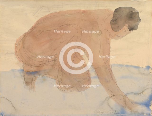 Nude figure on hands and knees, 1900-1910. Creator: Auguste Rodin.