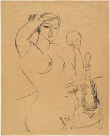 Nude Girl at her Toilette, 1912. Creator: Ernst Kirchner
